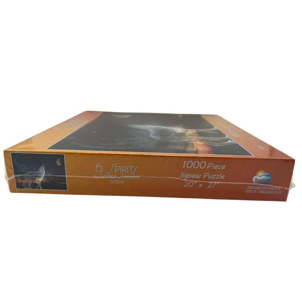 SunsOut 6 Spirits Wolf 1000pc Jigsaw Puzzle Sealed 20x27 Gordon Semmens USA - Picture 4 of 5